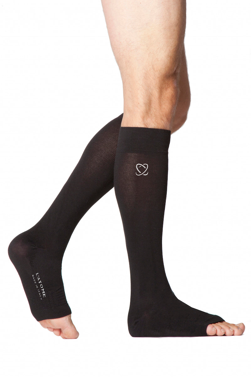 Compression Lanati Milk Fiber Open Toe Socks